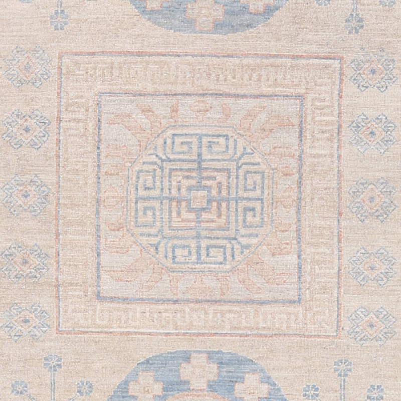 Tapis de zone en laine ivoire/bleu 8 pi 2 po x 9 pi 11 po one-of-kind-noué la main Vegetable Dye
