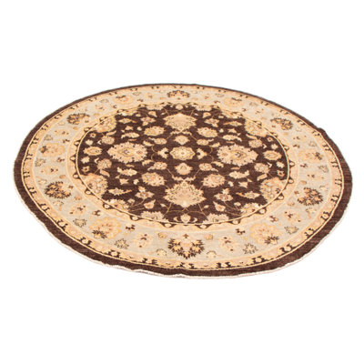 Tapis brun foncé en laine noué à la main de conception unique 8 pi New Age