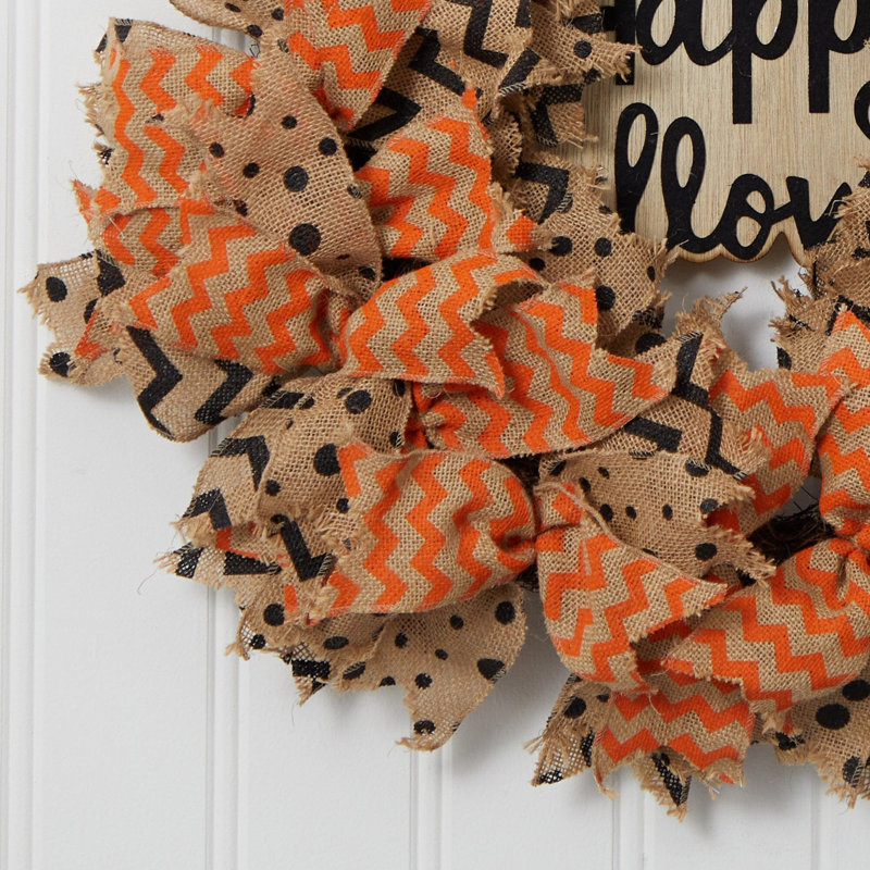 Halloween Burlap Ribbon Wreath