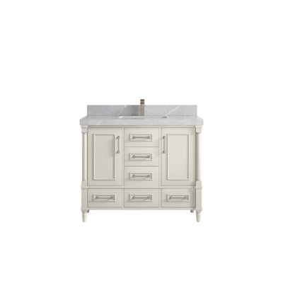 Aberdeen 42 " W Freestanding Standard Free Standing 1 Single Vanity Bathroom Vanity With Quartz Top