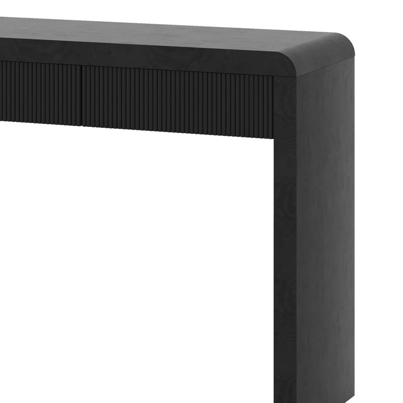 Console rustique avec 3 tiroirs cannelés, Noir