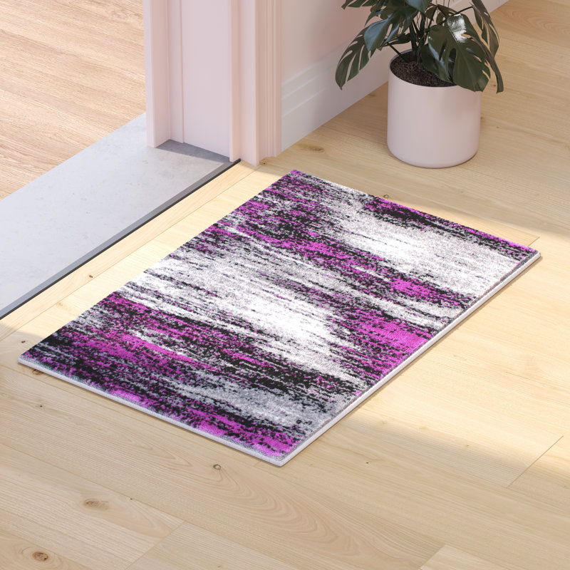 Tapis mauve / gris à motif abstrait Alexavior, Rectangle 2 pi x 3 pi
