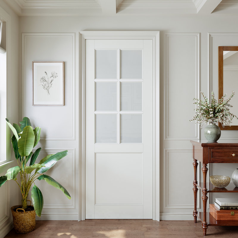 Porte standard à 6 carreaux de verre français, 24 po x 80 po