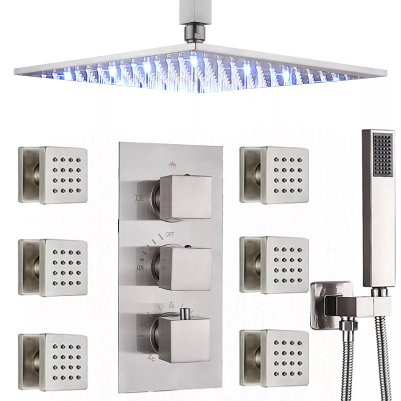 Robinet de douche à jets thermostatiques combinés 16 po