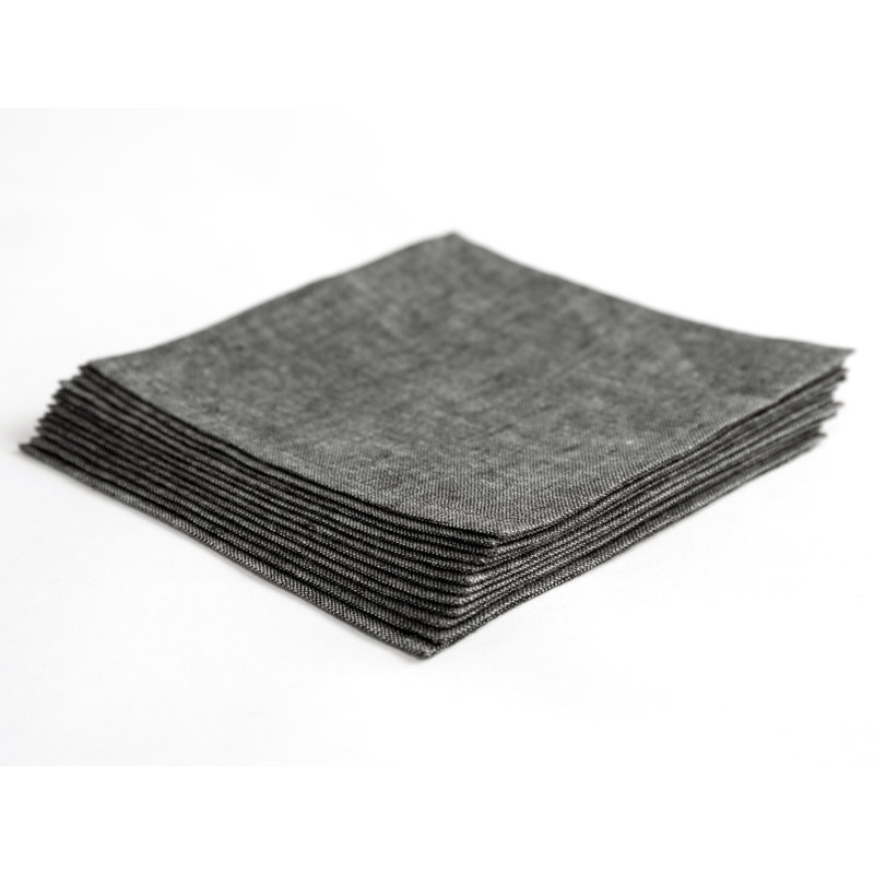 100% Pure Linen Cocktail Napkins - Athena, Charcoal Grey