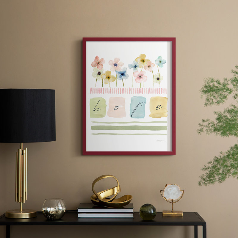 Hope Framed Print - Solid Wood, 15" H x 12" W, Red