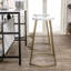 Tabouret de bar moderne en métal sans dossier 28,75 po Hula, siège rond en fer blanc et base dorée avec repose-pieds intégré-841520729