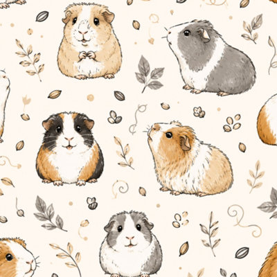 Papier peint adhésif cochons d'Inde Peel and Stick 17,7 "x H 118" Papier auto-adhésif amovible pour locataires de chambre de bébé