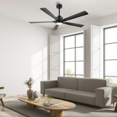 Bascio 5 - Blade LED Standard Ceiling Fan with Remote Control and Light Kit Included
