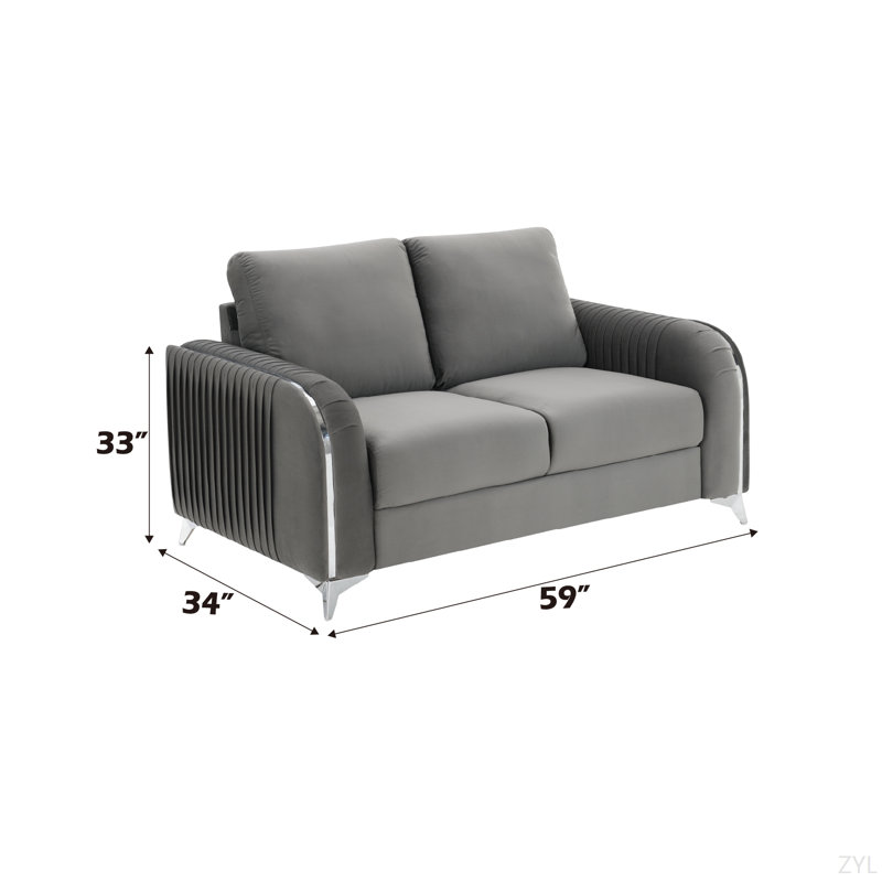 Causeuse en velours gris Wenona
