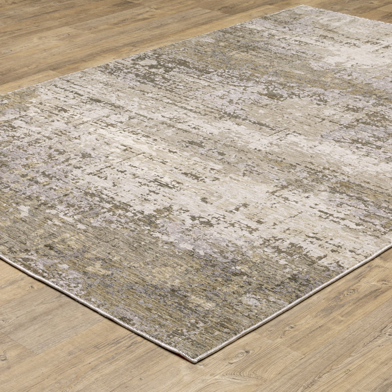 Tapis beige à motif abstrait Gwern, Rectangle 5 pi 3 po x 7 pi 6 po