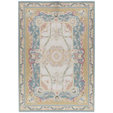 Hand-Knotted High-Quality Ivory and Gold Area Rug
