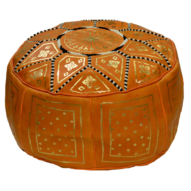 Bagley Leather Ottoman, Orange Genuine Leather