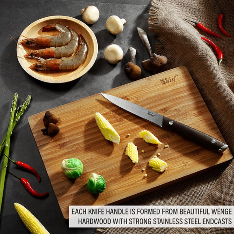 Deco Chef 16-Piece Stainless Steel Knife Set with Wood Handles