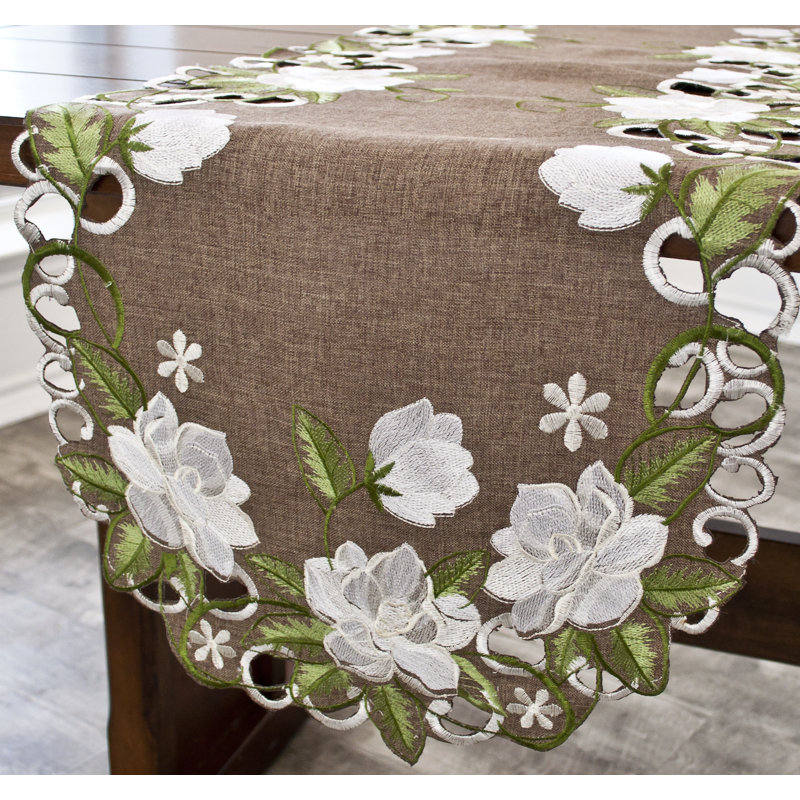 Chemin de table Magnolia on Brown, L 51,5 po x l 14 po