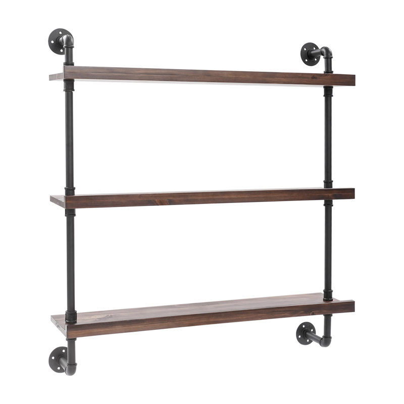 3-Tier Wine Rack, Wall-Mounted Wine Bottle Rack, Brown