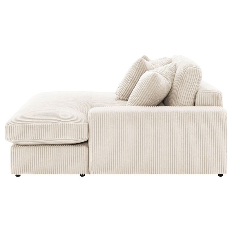 Canapé et méridienne de 106 po de large Ashil, Sand Corduroy (Fine-wale), H 34 po x l 105 po x P 70,5 po