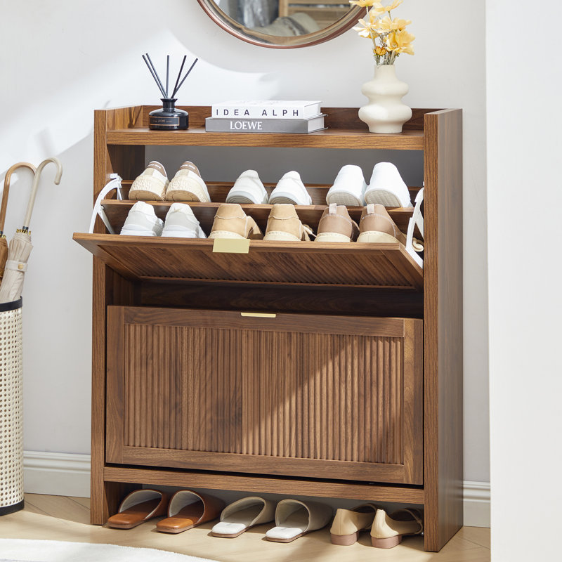 12 Pair Shoe Storage Cabinet, Brown