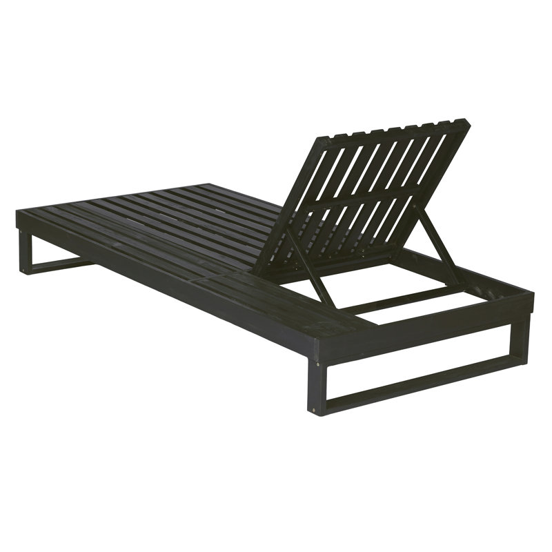 Chaise longue noire en bois d'acacia