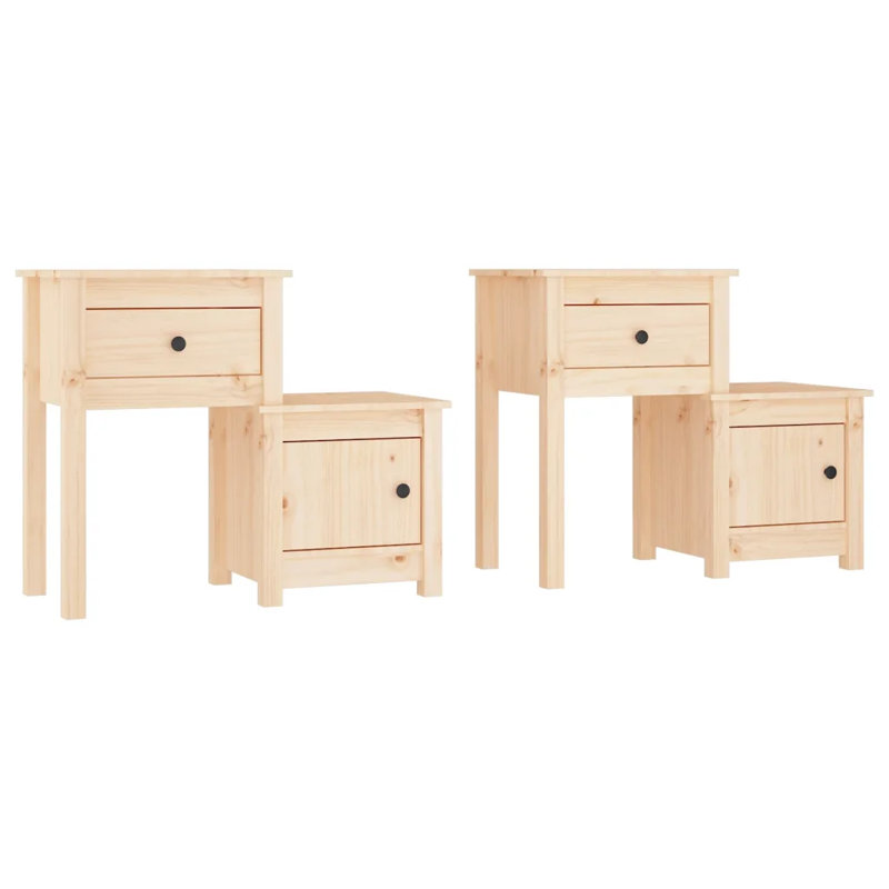 Bedside Cabinet 79,5x38x65,5 cm Solid Wood Pine, Set of 2, Natural