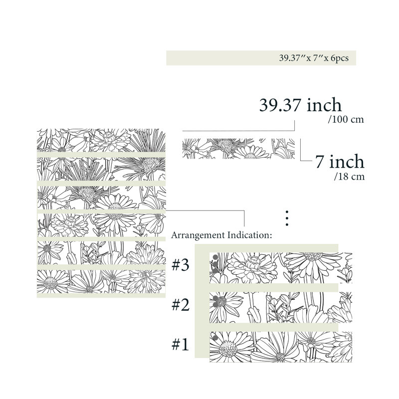 Croquis d'autocollants pour escaliers en vinyle texturé Dahlia