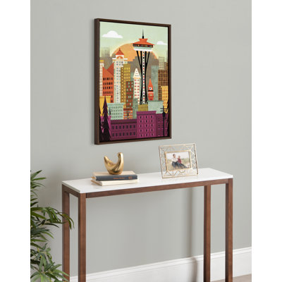 Seattle Skyline by Amber Leaders Framed Canvas Wall Art Print