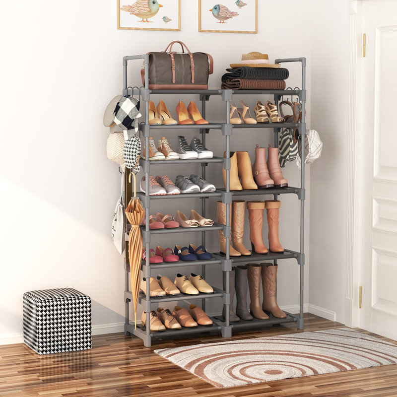 32 Pair Shoe Rack, Gray