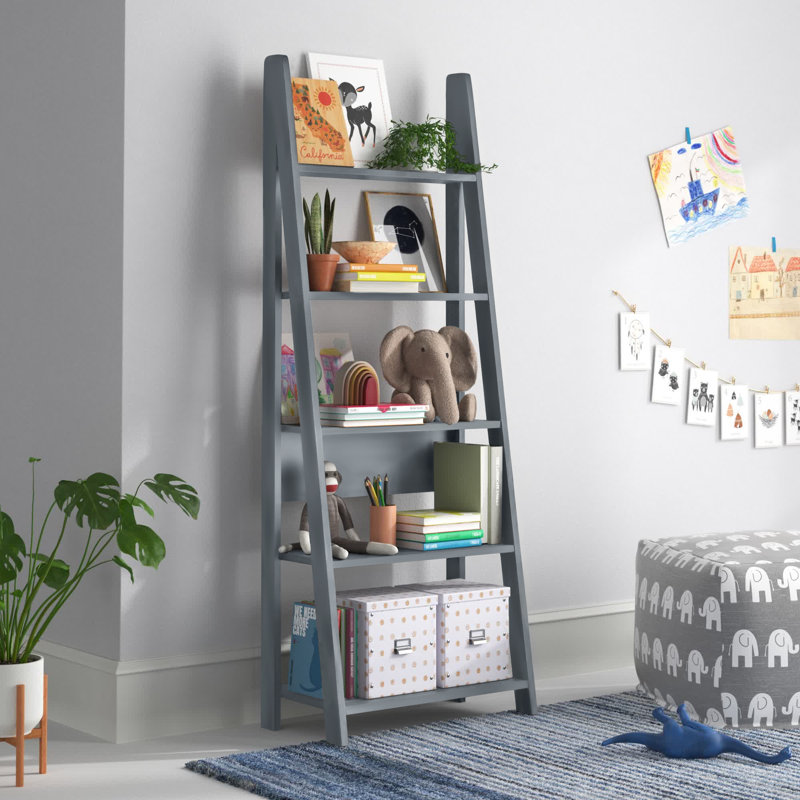 Gardi 175.5cm H x 64cm W Ladder Bookcase, 64 cm x 17.5.4 cm x 36.7 cm, Grey