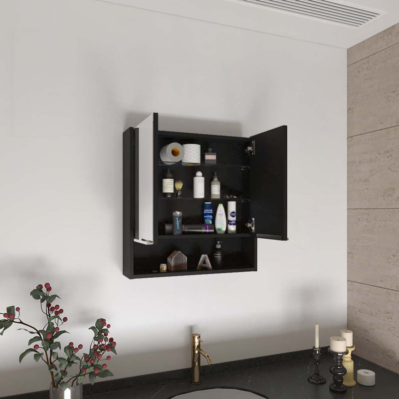 Armoire à pharmacie murale avec miroir, Noir