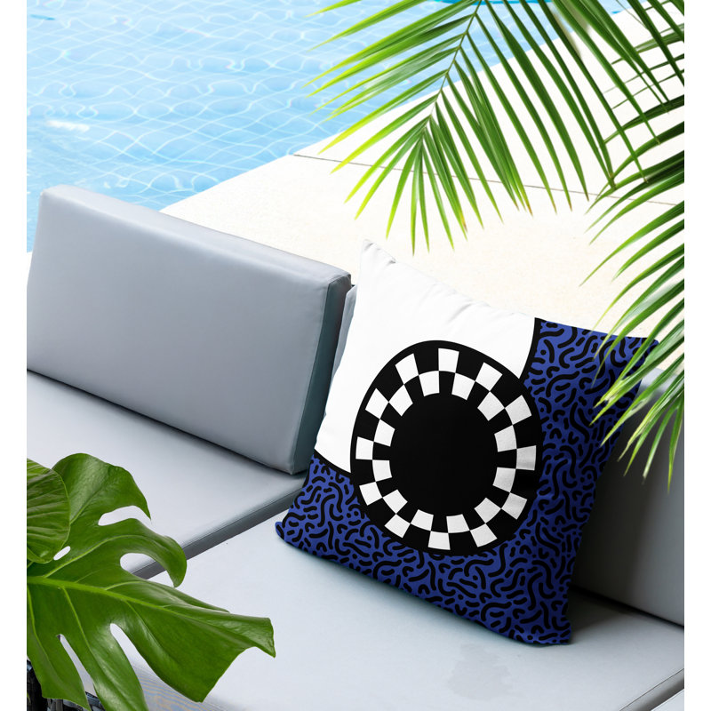 Oreiller carré réversible Vibra Abstract, Carré 16 po, Bleu marine