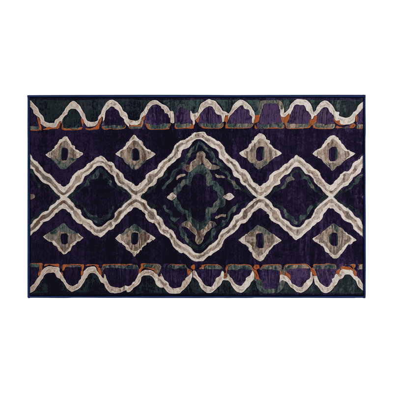 Machine Washable Purple Area Rug, Rectangle 3' x 5'