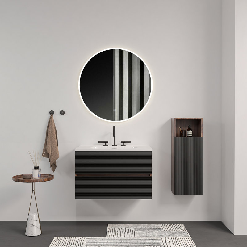 Meuble-lavabo mural 30 po Gloria, Noir / brun, 30"