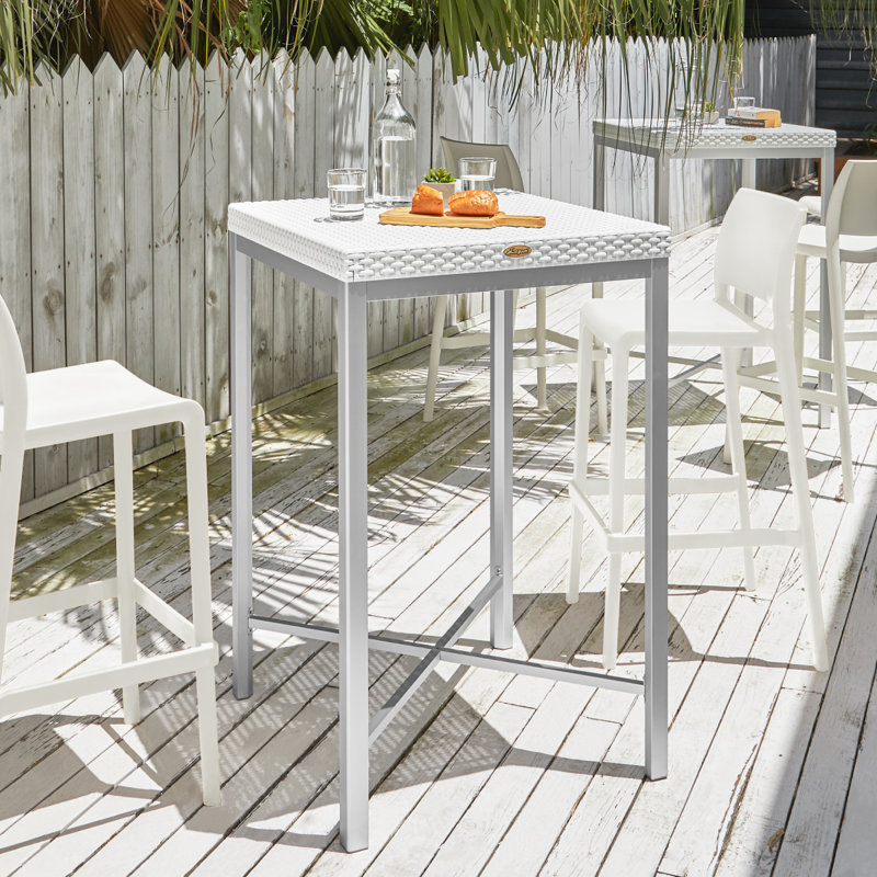 Raia Resin Outdoor Bar Table, White
