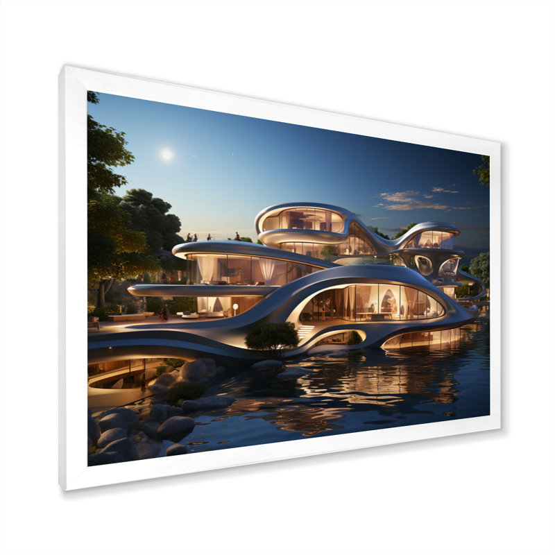Futuriste architecture I - impressions d'art mural, H 12 po x l 20 po x P 1 po, Cadre simple blanc