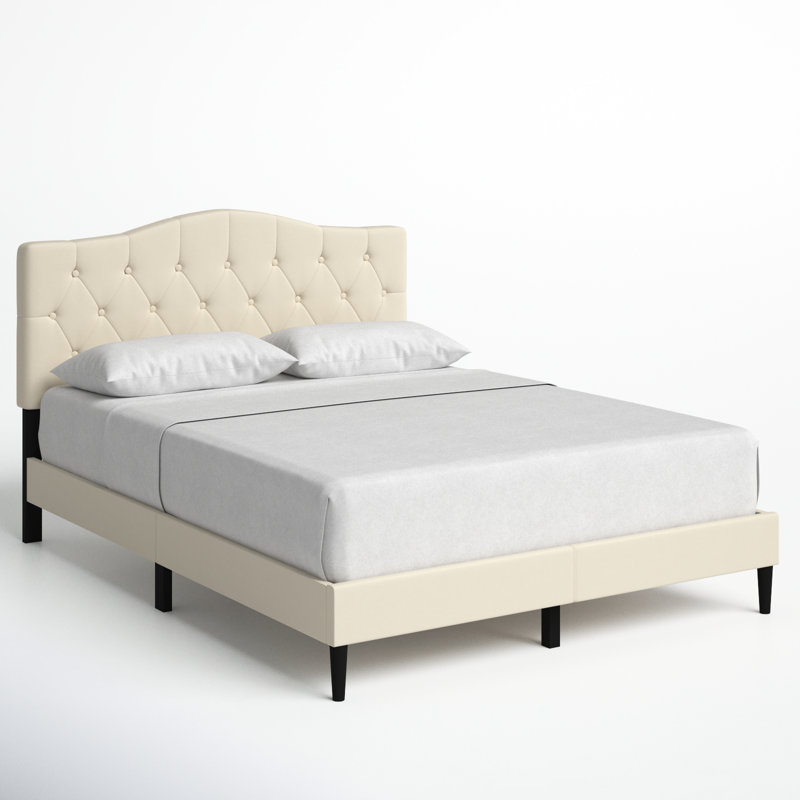 Arnette Upholstered Platform Bed, Twin, Beige