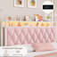Ensemble de chambre à coucher pour enfants: cadre de lit à baldaquin à DEL avec ports de charge + 2 tables de chevet avec prises et tiroirs (Whisper-Soft Pink, tailles F)-1337733679-1332448568