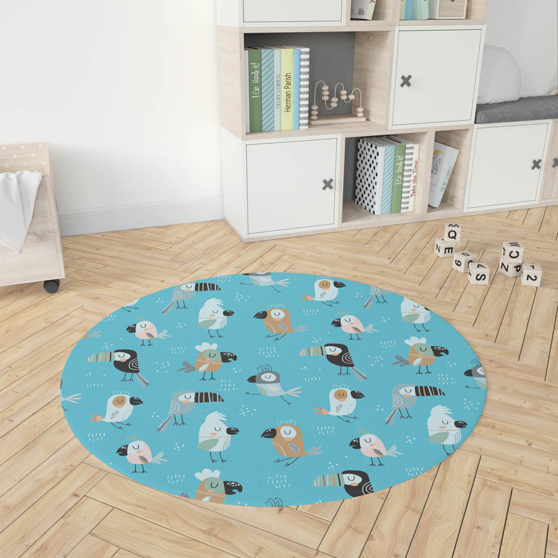 Tapis de jeu pour enfants Ol Birds, Rond 5 pi
