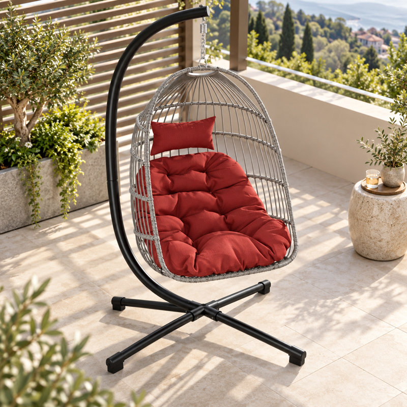 Fauteuil à œufs pliable en osier Albie, Red