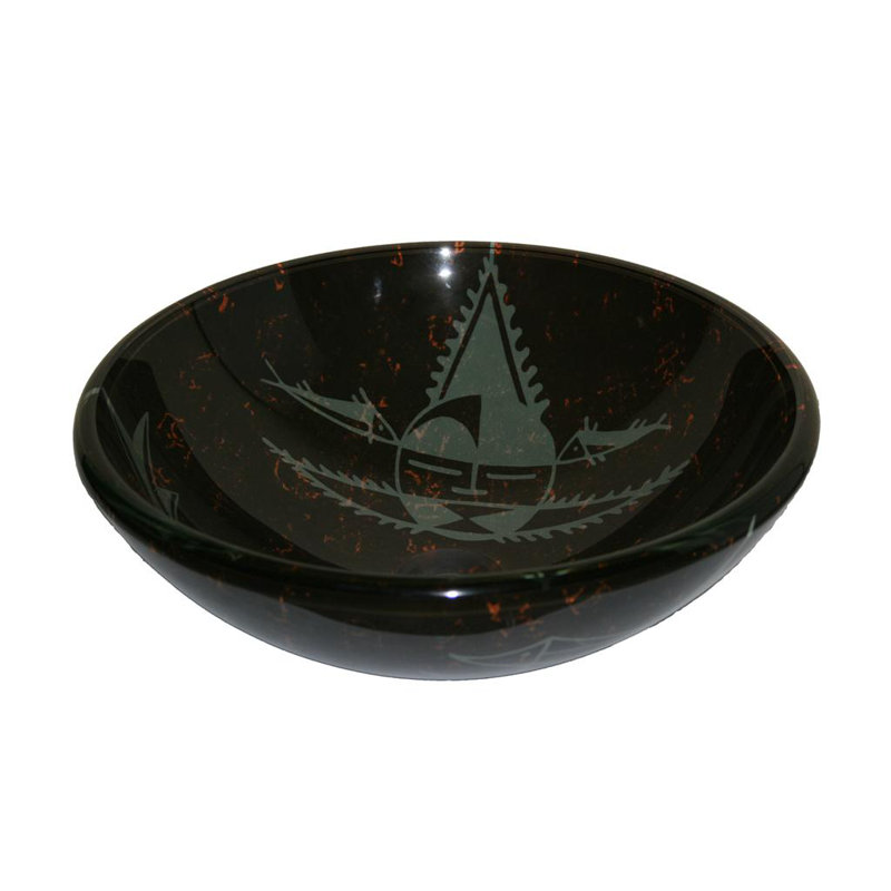 Legion Furniture 16.5'' Glass Circular Bathroom Sink, Black and Gray