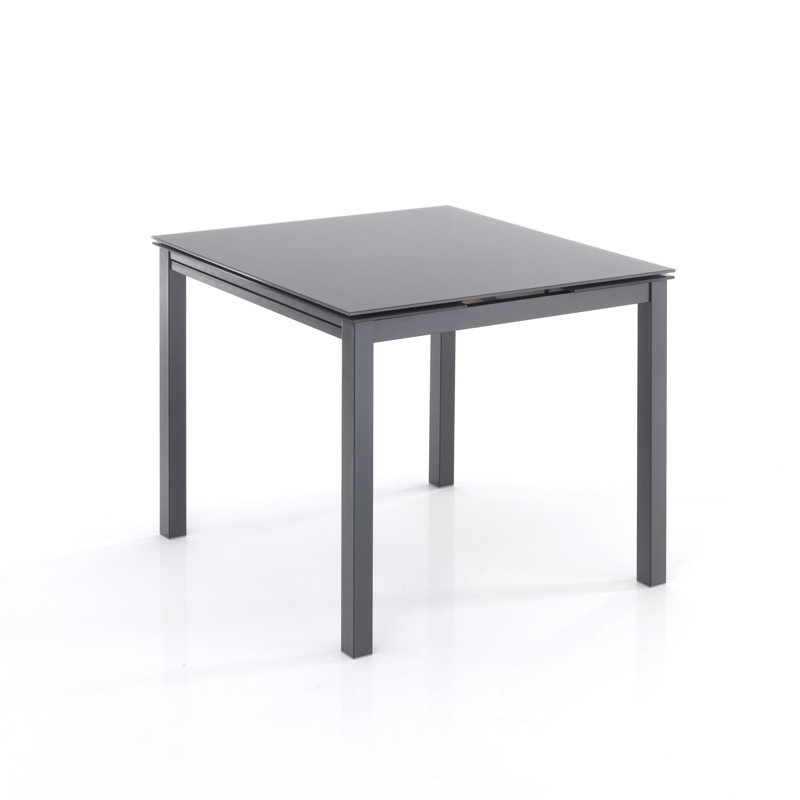Temperance Glass Top Metal Base Dining Table, Grey