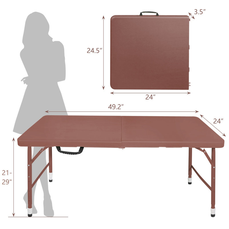 Iron Outdoor Camping Table , 49.21 " W 24.02 " D, H 29 po x l 24 po x P 49,21 po, Brun