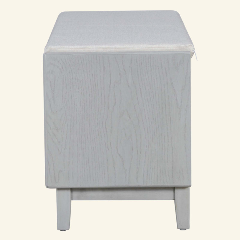 Banc d'entrée en rotin avec rangement Boho, banc à chaussures rembourré avec portes doubles, banc de rangement en bois