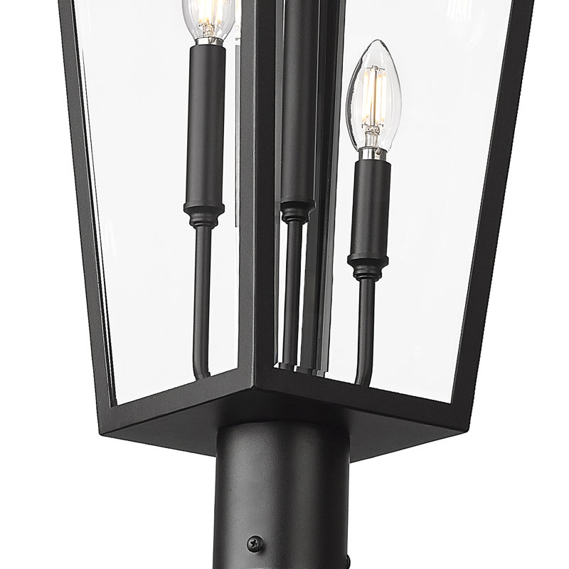 Gannon 3 Light Outdoor Post Mount Fixture in Black, 105.25'' H x 12'' W x 12'' D