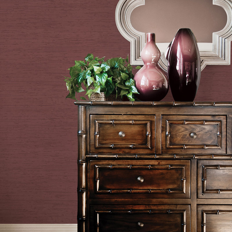 Palazzo Plain Silk Texture Wallpaper Roll, Burgundy