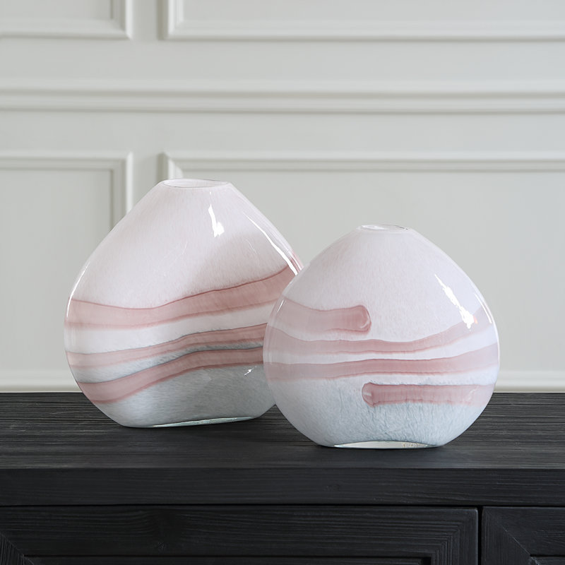 Vases en verre Ivy Bronx Deriana Swirl, ensemble de 2