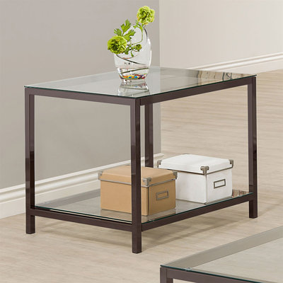 Table de bout à 1 tablette avec plateau en verre