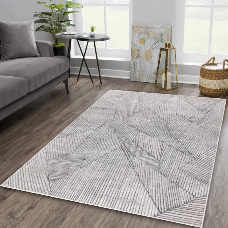 Figueroa Collection Abstract Geometric Neutral Area Rug, Rectangle 7'8" x 10'9"