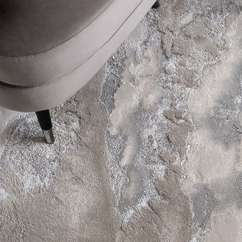 Aurora AU02 Cloud Metallic Area Rug, Rectangle 200 x 290 cm, Silver