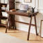 Bureau d'ordinateur 100% bois d'hévéa massif, bureau d'écriture rétro en noyer avec tiroir, structure robuste en A, table d'étude de bureau à domicile standard de 39,37 po x 21,65 po, 0,71 po d'épaisseur