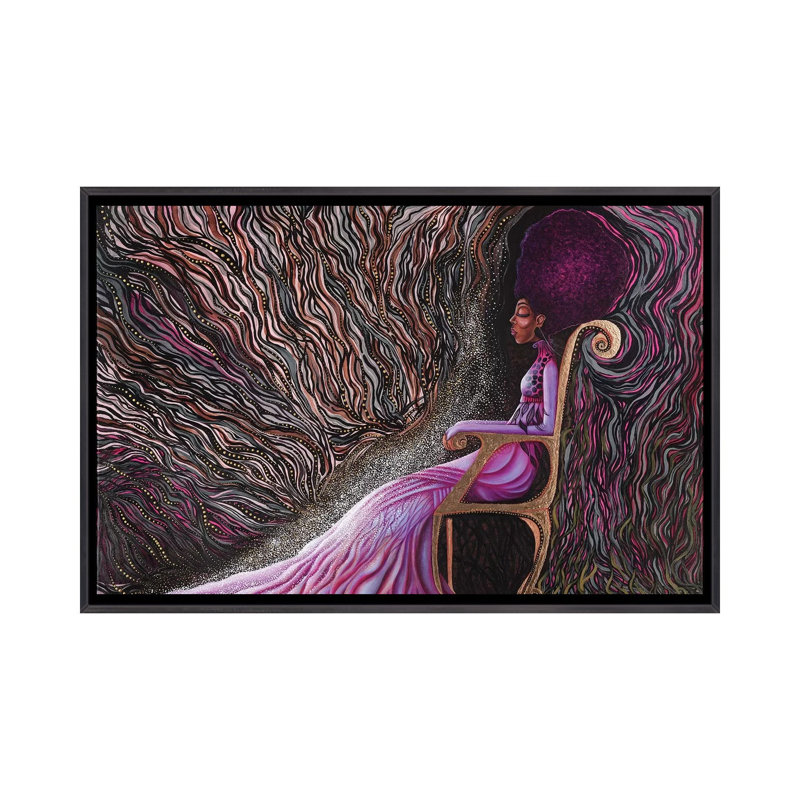 « Power » par Ashley Joon-impression, Pas de tapis, Toile avec cadre noir patiné, H 32 po x l 48 po x 1,5 po